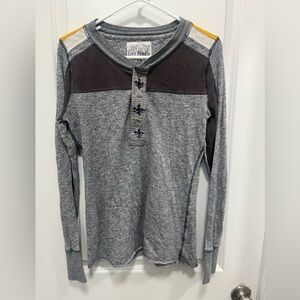 Free People Gray and Yellow Long Sleeve Top